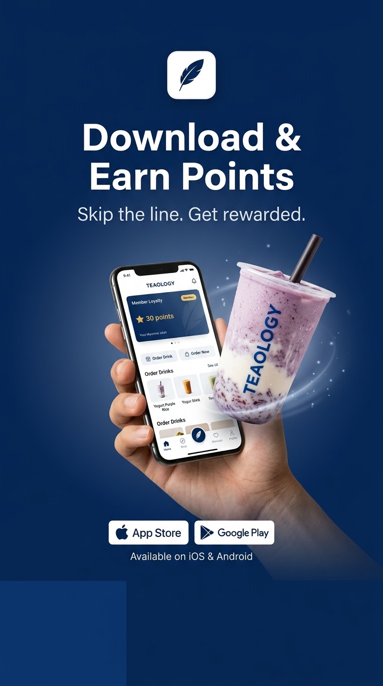 Post 02 design: vertical story with phone, cup and store badges